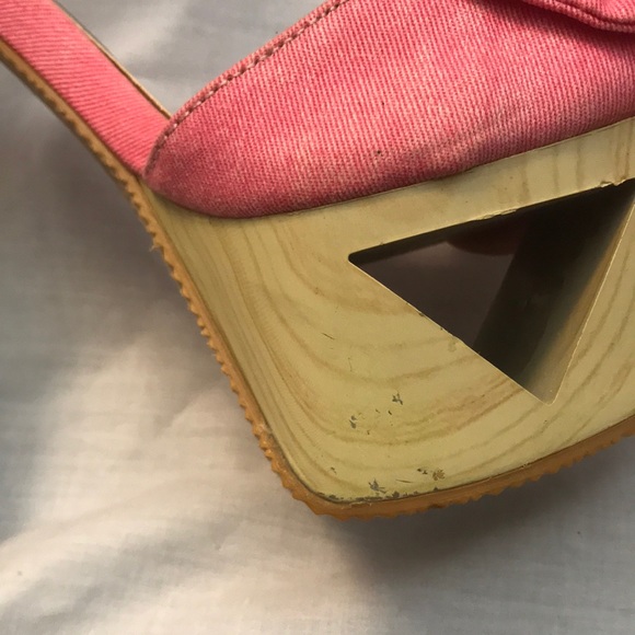 Pink denim bow platform shoes - Picture 4 of 5